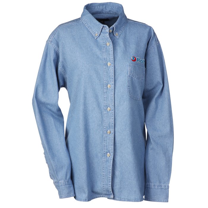Custom Cotton Denim Shirt - Ladies'
