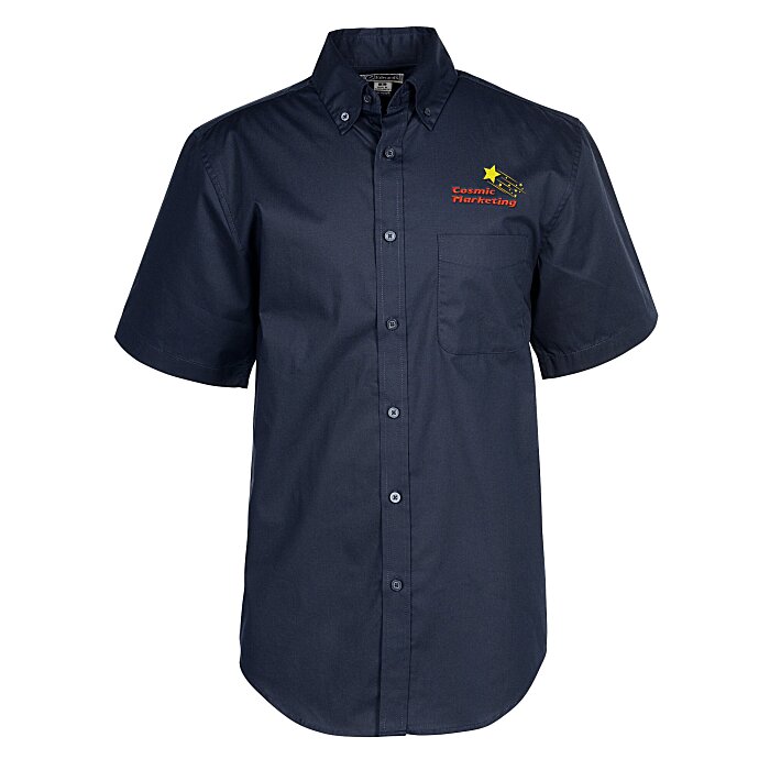 Custom Comfort Stretch Short Sleeve Poplin Shirt - Men's