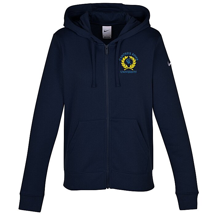 Custom Nike Club Fleece Sleeve Swoosh Full-Zip Hoodie - Ladies'