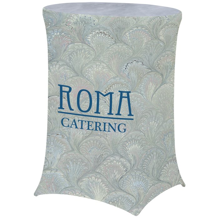 Custom Hemmed UltraFit Table Cover - Round - Bar Height - Full Colour