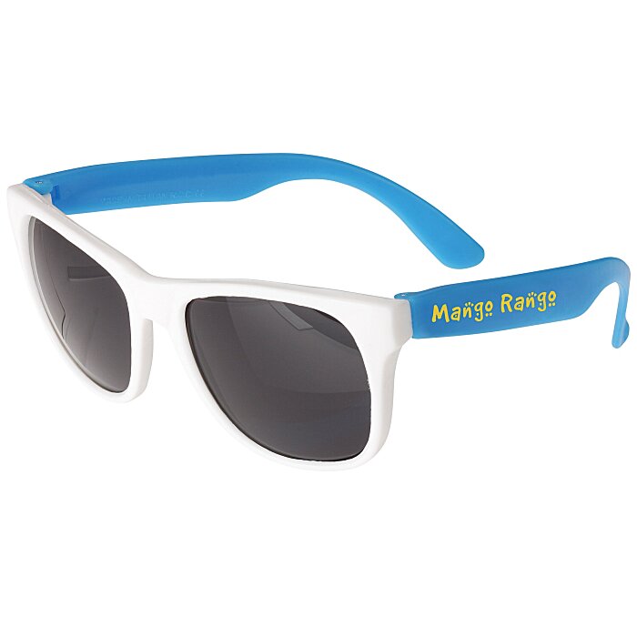 Custom Neon Sunglasses with White Frames