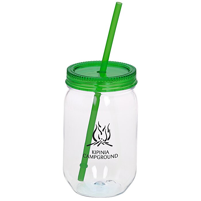 Custom Fiesta Mason Jar with Straw - 22 oz.