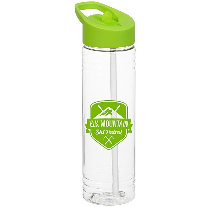 Custom Clear Impact Halcyon Water Bottle with Flip Straw - 24 oz
