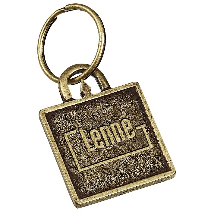 Custom Nail Friendly Econo Metal Keychain - Square