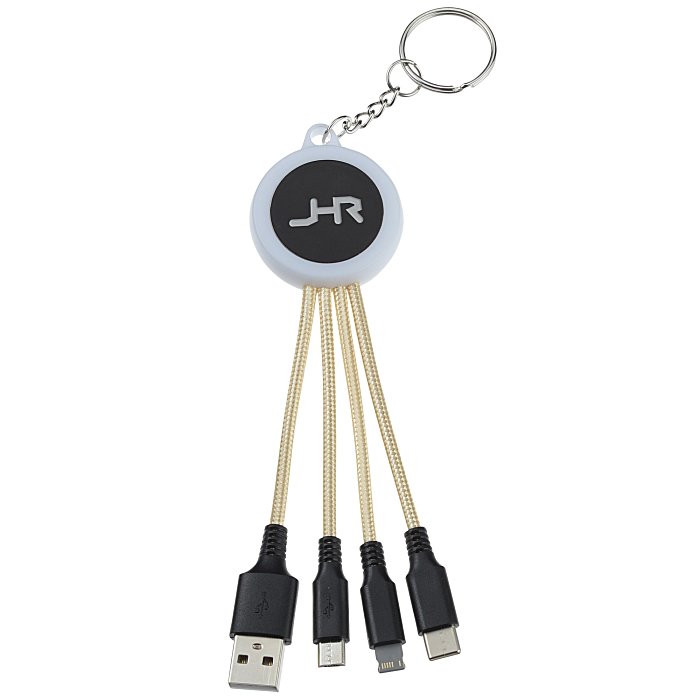 Custom Colour Changing Light-Up Logo Charging Cable Keychain
