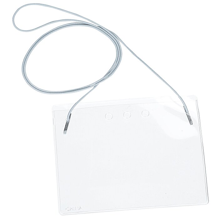 Custom Vinyl Badge Holder with Elastic Neck Cord - 24 hr