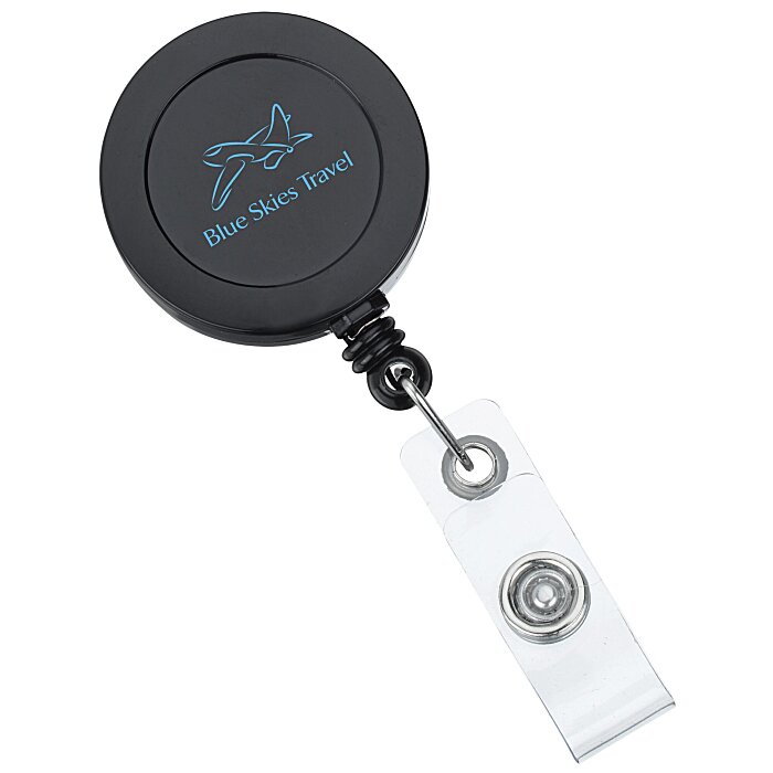 Custom Round Retractable Badge Holder with Slip-On Clip - Opaque