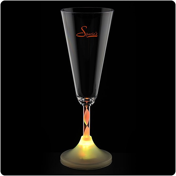 Custom Champagne Glass with Light-Up Spiral Stem - 7 oz.