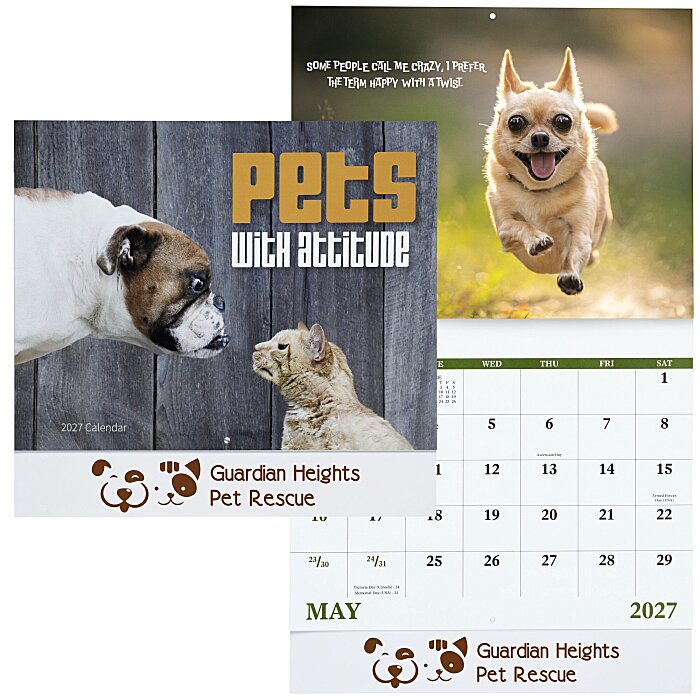 Custom Pets with Attitude Wall Calendar - Stapled