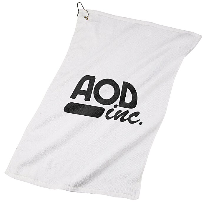 Custom Deluxe Hemmed Golf Towel - White