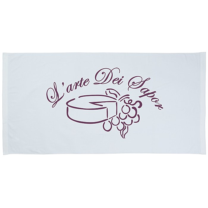 Custom King Size Velour Beach Towel - White