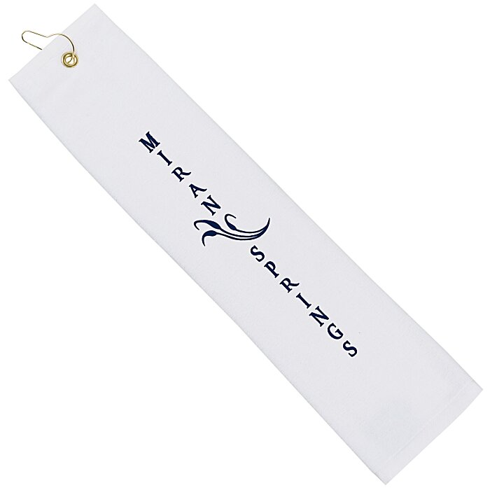 Custom Midweight TriFold Golf Towel - White