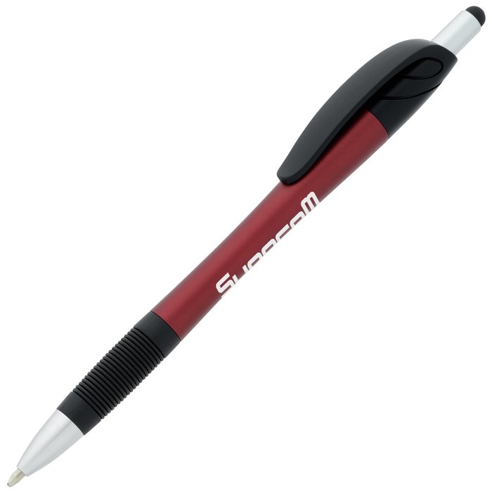 Custom React Stylus Grip Pen - Metallic
