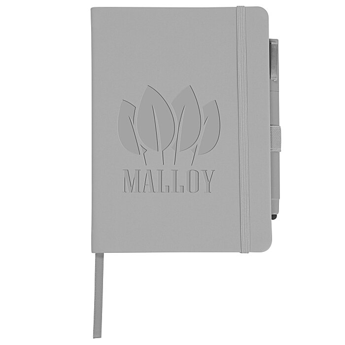 Custom Vienna Satin Touch Hard Cover Notebook with Pen - Debossed - 24 hr