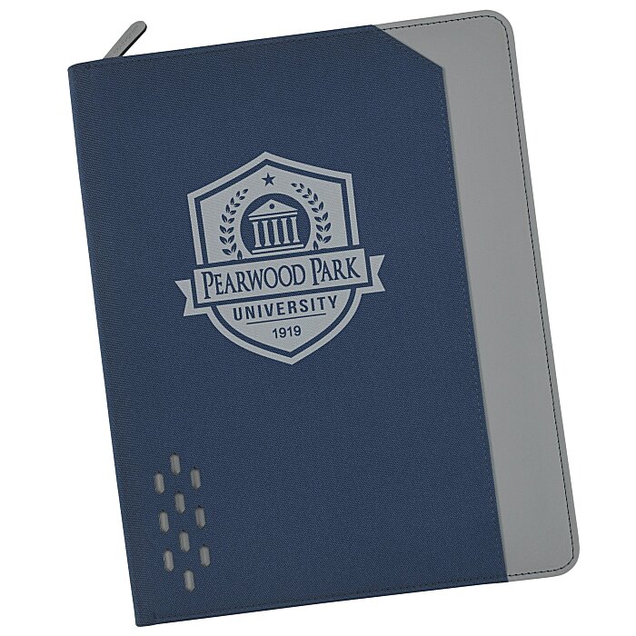 Custom Souvenir Armor Zippered Padfolio with Pen