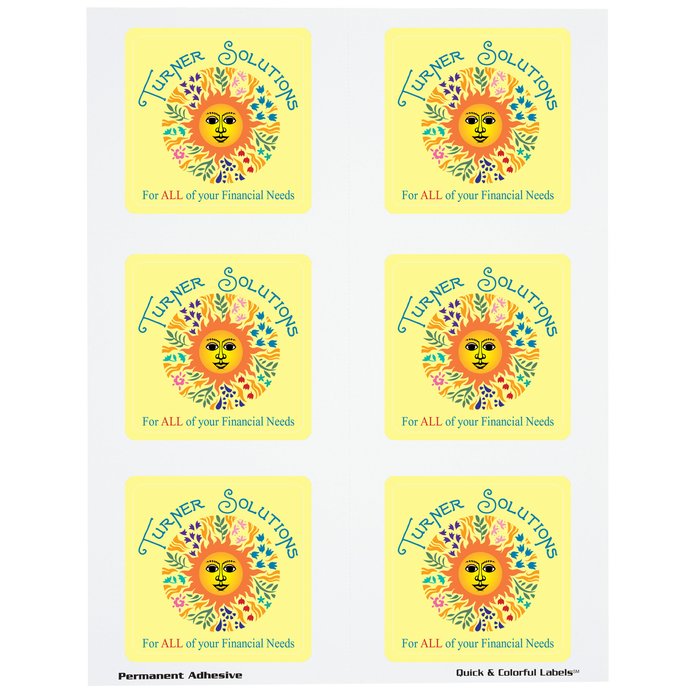 Custom Quick & Colourful Perforated Sheeted Label - Square- 2-3/4